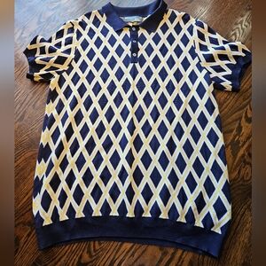 Paisley & Gray Navy and Yellow Diamond-Pattern Polo